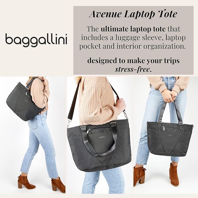 Baggallini Avenue Tote - 12x18 Laptop Tote Bag for Women - Lightweight Work Travel Carry On Bag