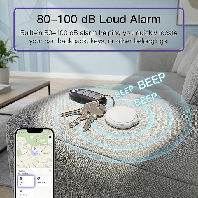 2 Pack GPS Tracker for Vehicles No Subscription Car Tracker Works with Apple Find My(iOS Only)Global Tracking Hidden Tracking Devices for Cars Bluetooth Finder with Loud Alarm for Car Bike Dog Luggage