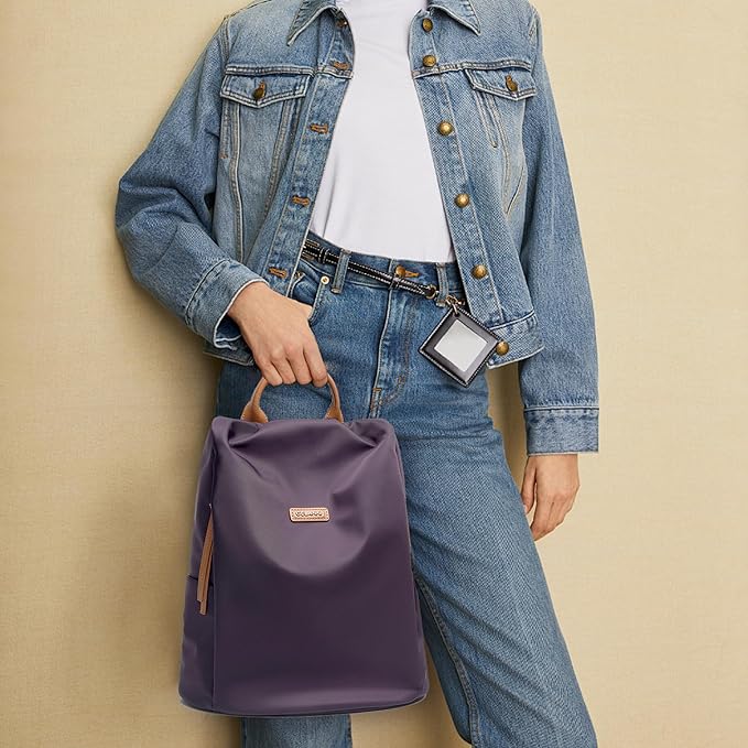 Women's Backpack Purse Nylon Anti-theft Casual Water Resistant Lightweight Small Shoulder Bags 2026 for Travle Cute Fashion Camping Bag for Work Daily Going Out Dackpack Ladies Dark Purple