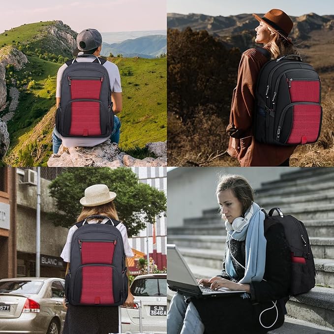 ANTERK Extra Large Backpack, Travel Laptop Backpack, Sturdy TSA Water Resistant 17.3 Inch Carry on Backpacks, Anti Theft Business Computer Backpacks Gifts for Men Women, Red