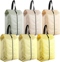 6 Pcs Travel Shoe Bags with Zipper Portable Suitcase Shoe Organizer Packing for Men Women Nylon Multicolor(L,Yellow)