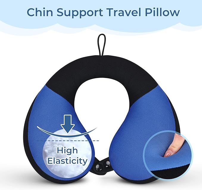 COOLBEBE Kids Travel Neck Pillow, Softly Headrest Travel Pillow for Car & Airplane, Traveling Gifts for Toddler & Children, Haze Blue