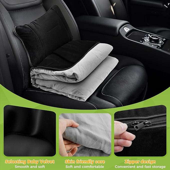 Loyala 3-in-1Travel Blanket and Lumbar Support Pillow, Foldable Compact Airplane Travel Blanket Functioned as Lumbar Support Pillow, Multi-Purpose for Office Car and Travel Comfort and Warmth (Gray)