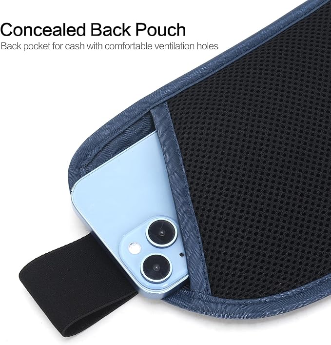 Slim Money Belt for Travel - Anti-Theft Hidden Passport Holder Waist Wallet with Secure Pouch for Cash, Credit Cards & Phone Safe (Small Navy Blue)