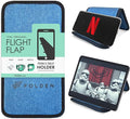 Flight Flap Airplane Phone Holder, Flexible Cell Phone Holder, Folding Cellphone Stand for Desk, Bed, Office, Treadmill - Airplane Gadgets for Long Travel Accessories - Plane Essentials (Blue Denim)