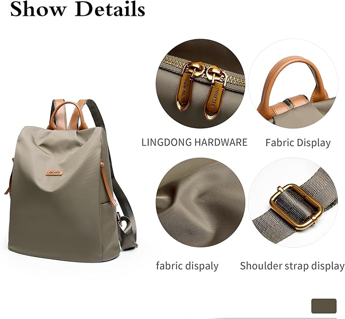 Women's Backpack Purse Nylon Anti-theft Water Resistant Lightweight Small Shoulder Bags for Travle Cute Fashion Computer Bag for Work Daily Laptop Backpack Ladies Army Green