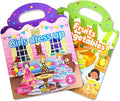 2 Sets Reusable Sticker Book for Kids, Puffy Jelly Stickers for Toddlers, Travel Essentials Craft Activities Toys for Girls Birthday Gifts - Princess, Fruits & Vegetables