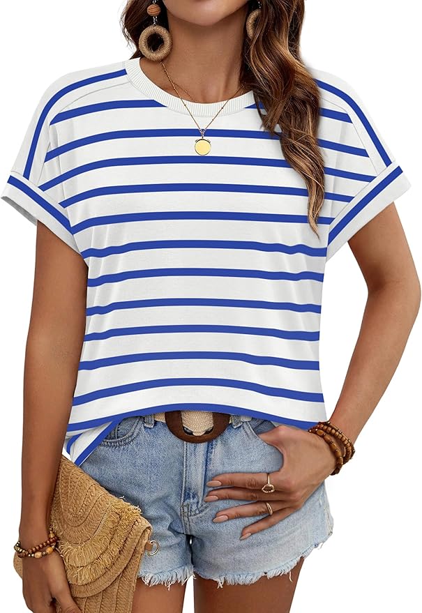 WIHOLL Womens Tops Short Sleeve Shirts Summer Outfits 2026 Spring Dressy Casual Clothes Clothing