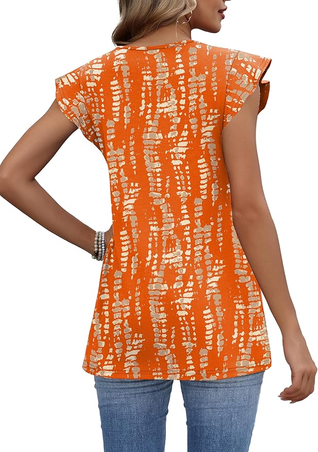 WIHOLL Womens Summer Tops 2026 Babydoll Shirts Ruffle Sleeve Spring Outfits Dressy Casual Blouses