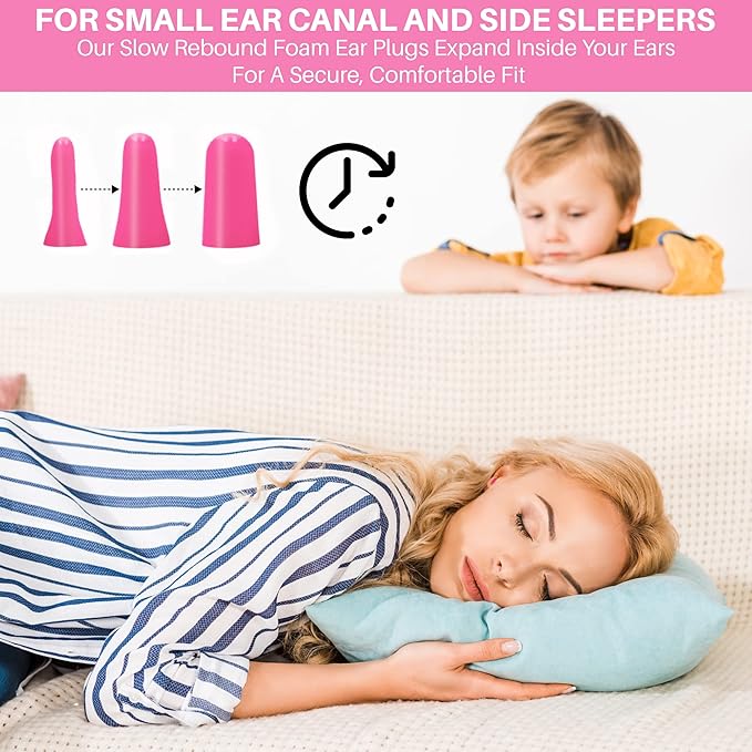 Foam Small Ear Plugs 50 Pair - 30db Disposable Ear Plugs for Noise Reduction Kids Women Children Baby Toddler - Side Sleepers Music Work Airplane Kids Concert Ear Protection Bulk