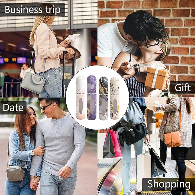 Refillable Perfume Atomizer Travel Bottles– Portable Leakproof Mini Sprayer for Cologne & Essential Oils, Plastic Empty Perfume Bottles with Unique Patterns,2 Pcs Pack of 5 ml (Striped and black)