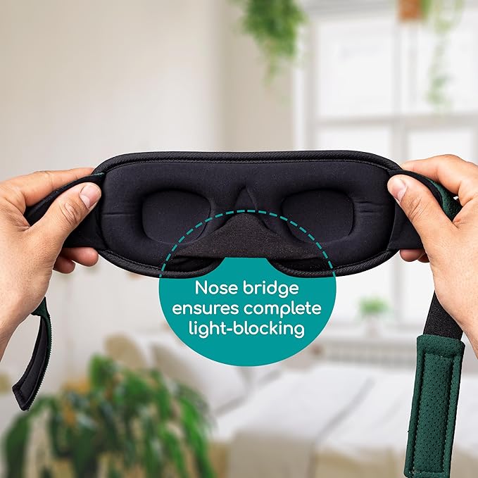 Medi Grade Cotton Sleep Mask with 3D Eye Memory Foam - Travel Sleeping Mask for Women and Men with 2 Ear Plugs and Storage Bag - Blackout Light Blocking