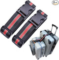 Luggage Strap add a Bag, Heavy Duty Adjustable Suitcase Belt Travel Attachment Travel Accessories for Connecting Your Luggage (Black+red)