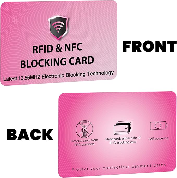 SaiTech IT 2 PK RFID Blocking Cards Protect Your Entire Wallet, Purse, and Cards from NFC Contactless Theft Wallet for Men & Women - Pink