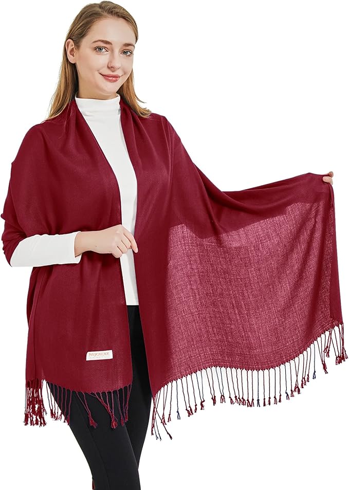 Soft Silky Pashmina Shawl Wraps Solid Colors Scarf for Wedding Evening Dresses