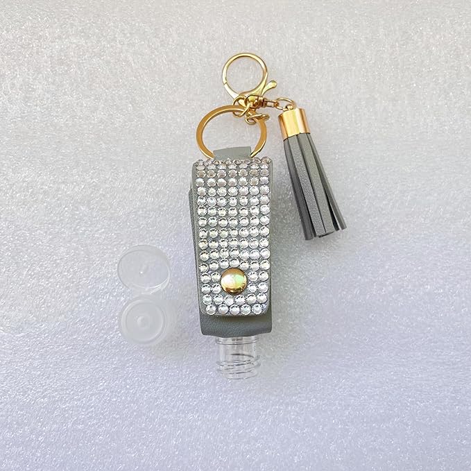 2 Pcs 1oz Bling Travel Bottle Case with Keychain, Travel Bottles for Alcohol, Hand Soap, Refillable Containers Portable