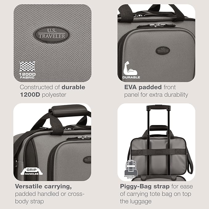 U.S. Traveler Rio 14" Travel Tote Bag, Lightweight 1200D Carry-On Bag for Women & Men, Parent SKU