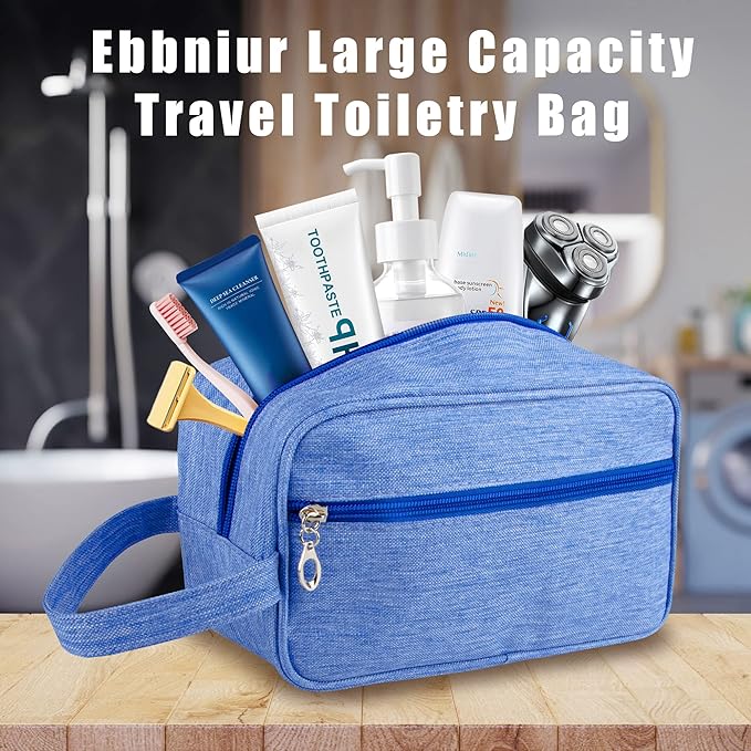 Toiletry Bag, Large Capacity Travel Bag for Toiletries, Waterproof Oxford Fabric Toiletry Organizer for Travel, Business Trips and Daily Use, Travel Essentials for Men or Women (Light Blue)