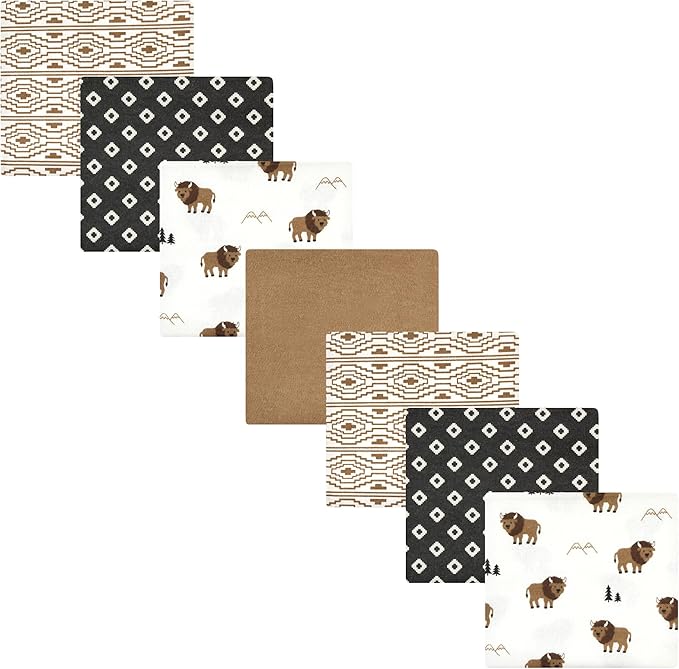 Hudson Baby Unisex Baby Cotton Flannel Receiving Blankets Bundle, Wild Buffalo, One Size