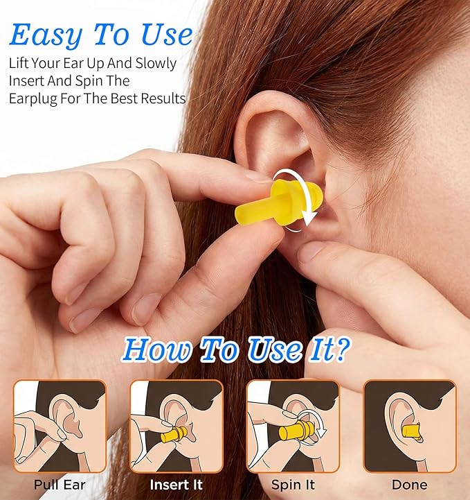 6 Pairs Ear Plugs for Sleeping, Soft Reusable Silicone Earplugs for Swimming & Noise Cancelling Ear Protection, Comfortable Moldable Fit for Travel, Work, Concerts, Snoring, Black
