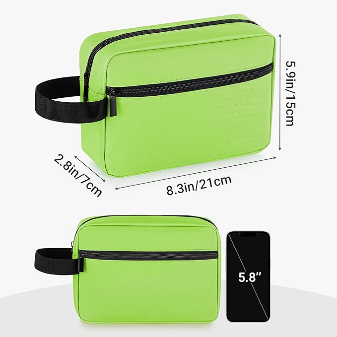 Elviros Travel Toiletry Bag for Women and Men,Lightweight Makeup Bag Hanging Dopp Kit with Shaving Compartment Cosmetic Organizer Small Tool Bag Travel Essentials,Gifts for Men & Women(Neon Green)