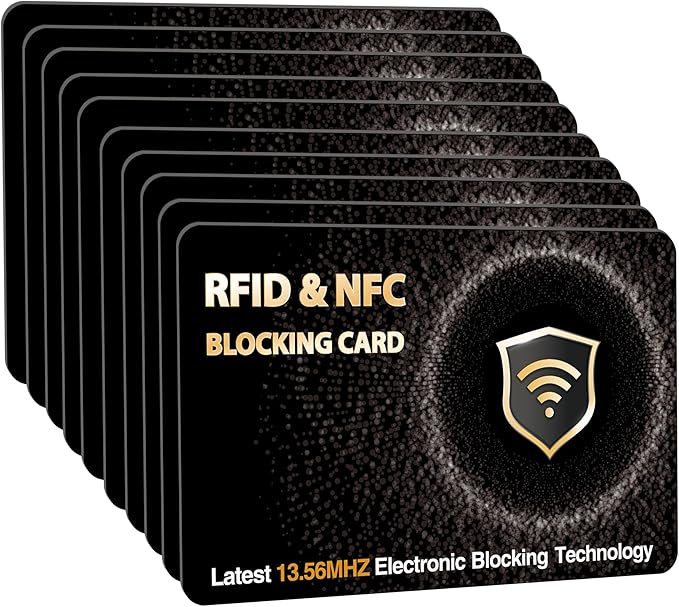 SaiTech IT 10 Pack RFID Blocking Card, Slim Protector for Entire Wallet, Purse, and Debit Credit Cards from NFC Contactless Theft for Men & Women - WG Black