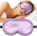 Silk Sleep Mask for Women: 100% Mulberry Silk Eye Mask, Black Back Sleeping Mask for Light Blocking, Soft Wavy Edge Eye Cover and Adjustable Strap, Travel & Sleep Gift (Purple)