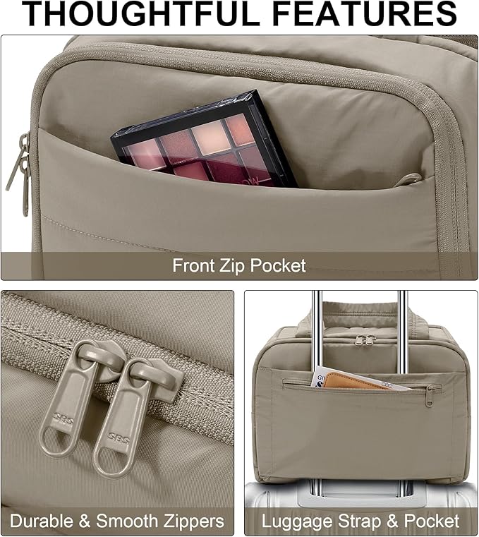 Bagstellar Travel Toiletry Bag for Women, Lightweight Large Quilted Puffy Makeup Bag Wide-open Make up Organizer Cloud Cosmetic Bag w/Handle for Traveling, Toiletries, Essentials, Accessories Oatmeal