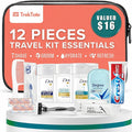 TrekTote Women’s 12 Piece Travel Hygiene Kit, Travel Size Toiletries Set with Cosmetic Bag, Carry On Essentials for Flights, Weekend Overnight Stay, Emergency Kit