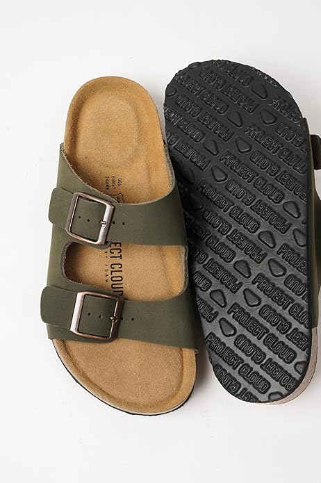 Project Cloud 100% Genuine Leather Flat Sandals For Women 2026 Cork Footbed Womens Sandals with Memory Foam and arch support Vacation Essentials Slides for Women Footwear (Venita)
