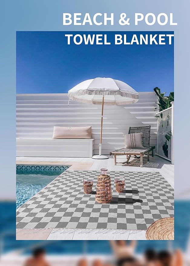 Antfuny Giant Beach Towel Blanket Autumn Outing Stuff for Women & Men Road Trip Camping Gear Ship Cruise Gear Must Haves Large L Gray Plain Pattern Airplane Accessories Travel Gadgets Yard Mat