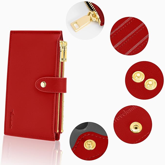 Travelambo Leather Wallets for Women Slim RFID Blocking Bifold Credit Card Holder Wallet
