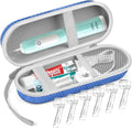 Sopito Electric Toothbrush Travel Case, Hard Storage Case with 6pcs Cover Caps, Fits for Oral-B/Oral-B Pro/Philips Sonicare Electric Toothbrush, Blue