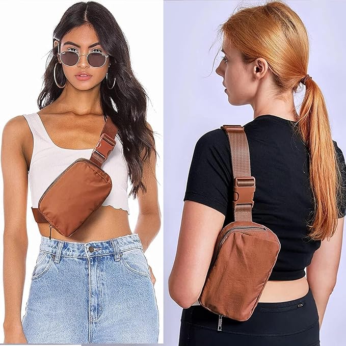 Belt Bag for Women Fanny Pack Dupes, Fashion Crossbody Waist Pack Bag with Adjustable Strap, Everywhere Belt Bag for Travel Outdoors Running Hiking（Brown2）
