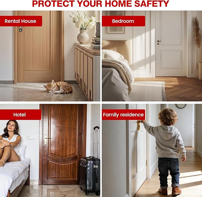 Door Security Jammer, Heavy Duty Adjustable Door Stopper for Home, Hotel, Travel, Anti-Theft Door Blocker for Women Safety, Portable Door Guard for Apartment
