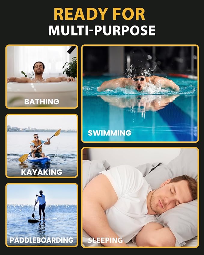 Earplugs for Sleeping Noise Cancelling, Reusable & Washable Ear Plugs, Super Soft Silicone Ear Plug, Noise Reduction Ear Plugs with Custom Case for Sleeping, Swimming, Snoring, Concerts, Work - White