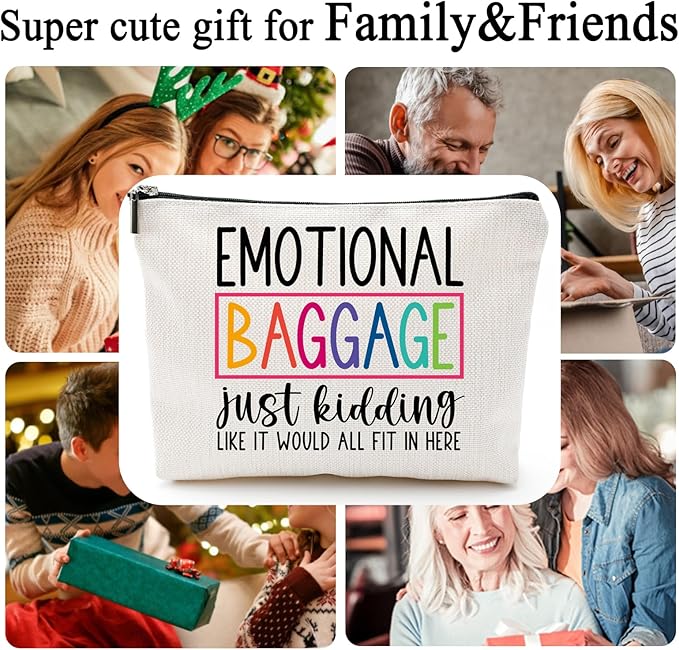 ZUYUROU Funny Gifts for Women, Friends, Hostess Gift Ideas Cool Gifts for Women Mom Grandma Birthday Gift Ideas Gag gifts Girls Weekend Fun Makeup Travel Bag Cosmetic Bag Emotional Baggage