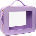 LETGO Clear Makeup Bags - TSA Approved Toiletry Bags with Zipper, Makeup Organizer for Carry-on Travel Essentials, Cosmetic Bags for Women & Men (Large Purple)