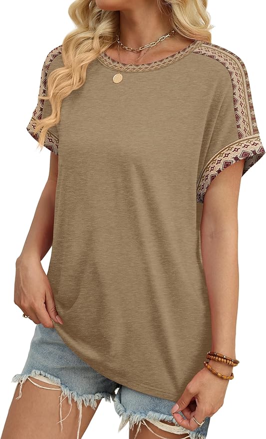 WIHOLL Womens Tops Short Sleeve Shirts Summer Outfits 2026 Spring Dressy Casual Clothes Clothing