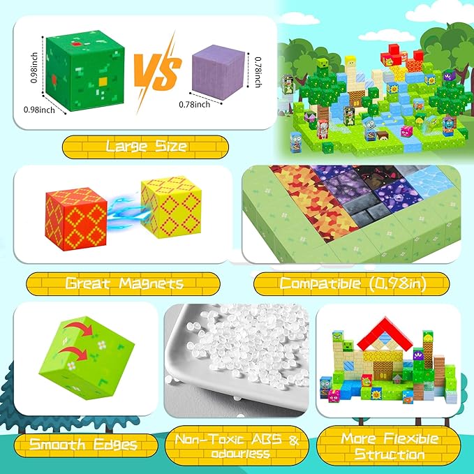 SKTMYY Magnetic Blocks-120pcs Game Magnetic Building Blocks for Kids Ages 4-8, STEM Sensory Magnet Blocks Cubes Toys for Toddlers Boys & Girls