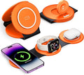 Hicober 3 in 1 Wireless Charging Station for Apple Watch and iPhone Air 17 16 15 14 13 12 Pro Max/Plus, Magnetic Foldable Wireless Travel Charger Station Stand for Airpods iWatch All Series Orange