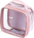 BORMELUN TSA approved small toiletry bag - clear travel pouch carry on case organizer reusable see-through pvc plastic small （pink