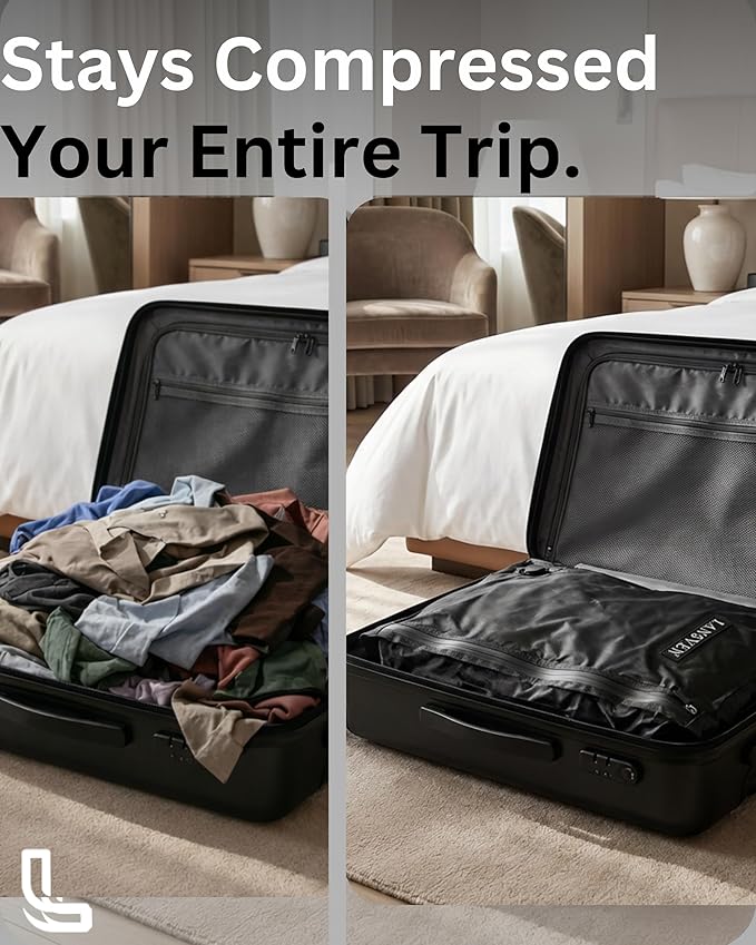 Vacuum Packing Bags for Travel – cordless travel vacuum bag set, Save 60% Space, Maximize Storage, Vacuum Packing Cubes, TSA Ready, Easy Packing Organizer for Carry-On & Suitcase (2PC+Pump)
