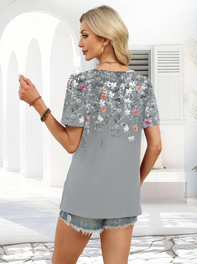 WIHOLL Womens Summer Tops Short Sleeve Shirts Square Neck Spring Outfits 2026 Fashion Clothing Blouses