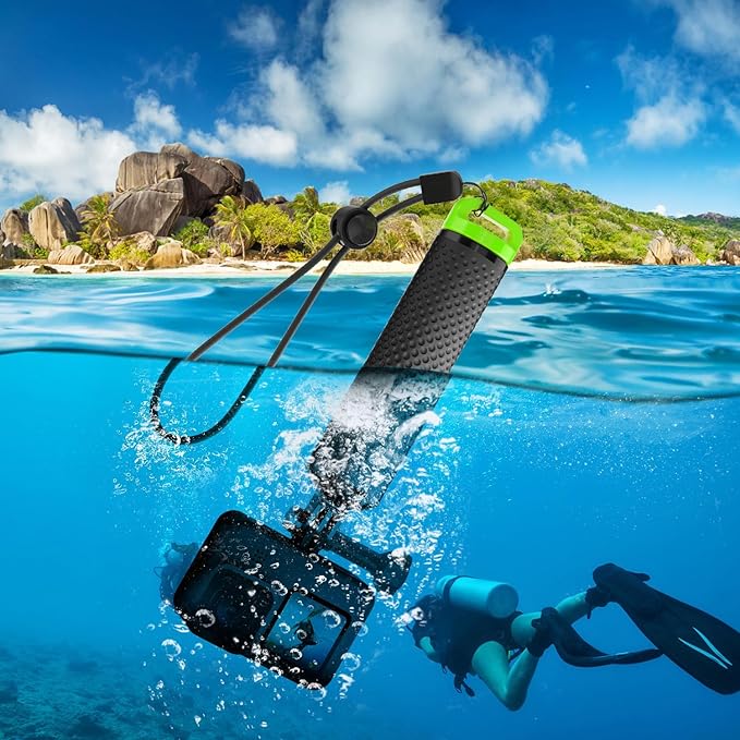 Floating Handle Grip Floaty Stick Waterproof Handler Accessory Compatible with GoPro Hero 13, 12, 11, 10, 9, 8, 7, 6, 5, 4, Session, 3+, 3, Hero(2018), Max, DJI Osmo Action Cameras (Green)