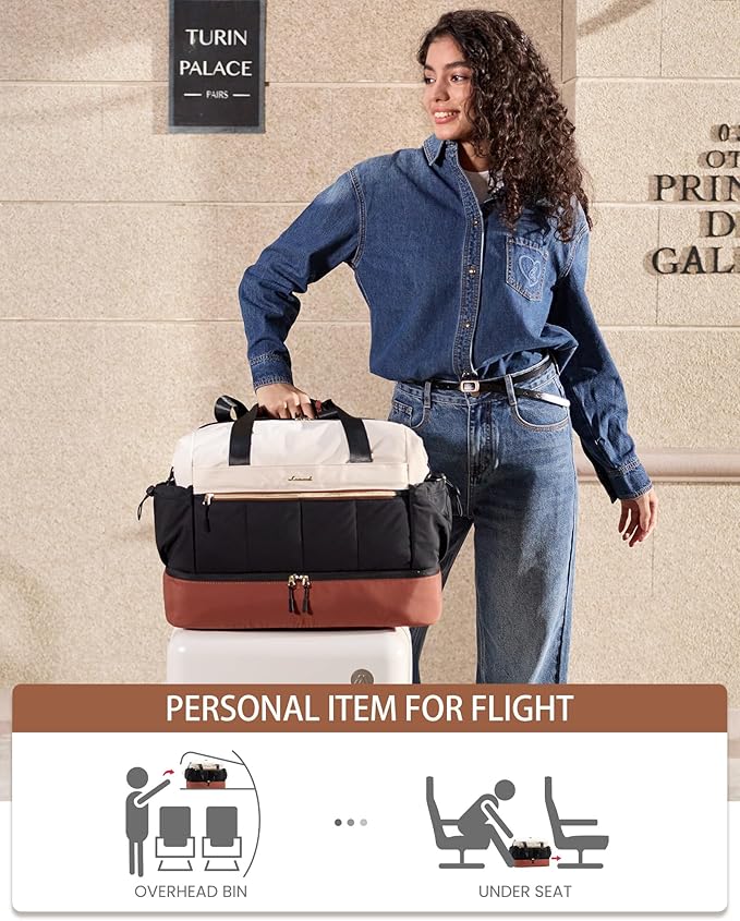 LOVEVOOK Travel Duffel Bag, Weekender Bags for Women, Large Overnight Bags with Shoe Compartment, 38L Carry on Gym Hospital Bag with Wet Pocket, 2 Pcs