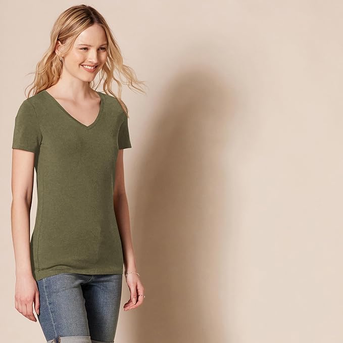 Amazon Essentials Women's Regular-Fit Short-Sleeve T-Shirt (Crewneck and V-Neck Options), Multipacks