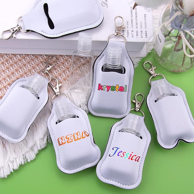 Duufin 40 Pieces Hand Sanitizer Keychain Holders Set with 20 Pieces Hand Sanitizer Holder and 20 Pieces Empty Travel Bottles