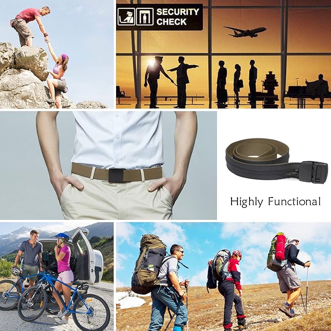 SUOSDEY Travel Money Belt, Nylon Hidden Money Pocket Belt with Plastic Buckle