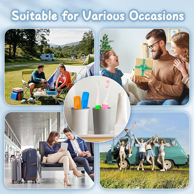 Travel Toothbrush 4 Pcs Mini Portable Toothbrushes Travel Toothbrush Set Soft Travels Size Toothbrushes Kit Small Foldable Tooth Brush with Case Cover for Home Camping Hiking Individually Wrapped